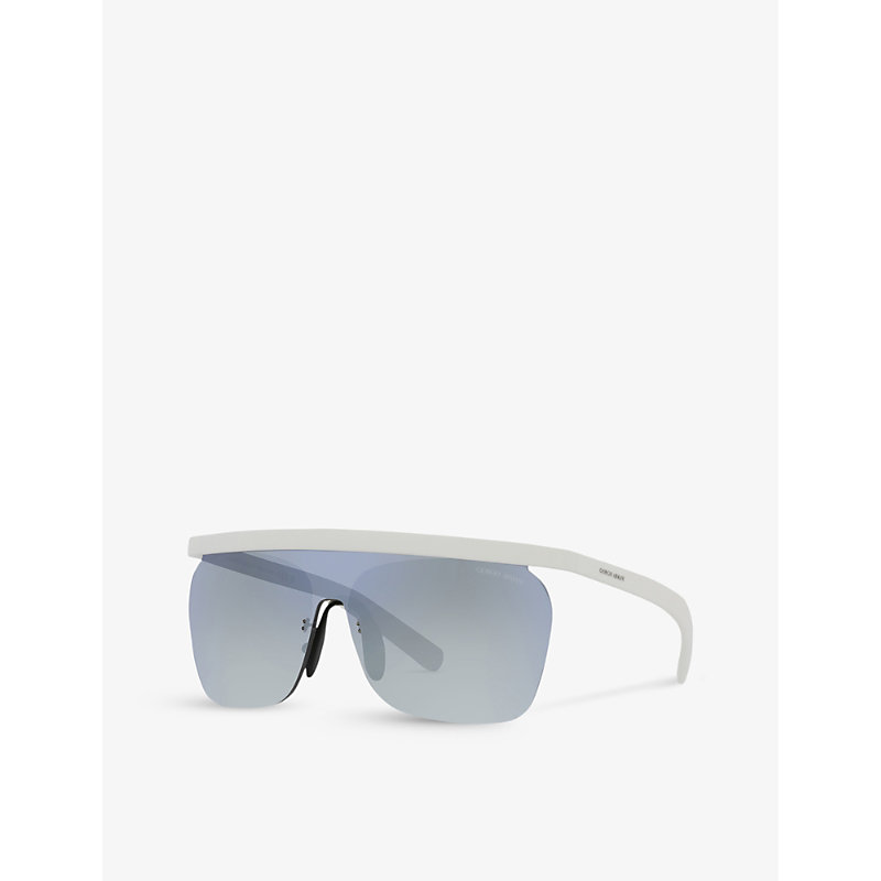 Shop Giorgio Armani Women's White Ar8169 Rectangle-frame Nylon Sunglasses