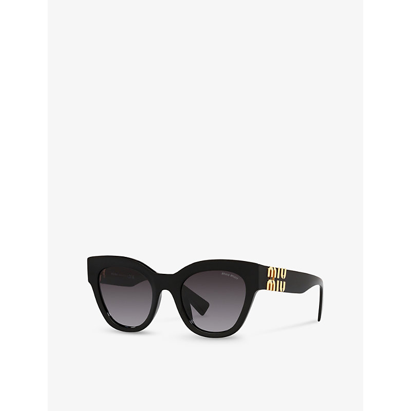 Shop Miu Miu Women's Black Mu 01ys Cat-eye Acetate Sunglasses
