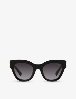 Miu Miu Womens Black Mu 01ys Cat-eye Acetate Sunglasses