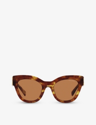 Miu Miu Womens Brown Mu 01ys Cat-eye Acetate Sunglasses In Multi