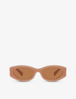Miu Miu Womens Brown Mu 11ws Oval-frame Acetate Sunglasses