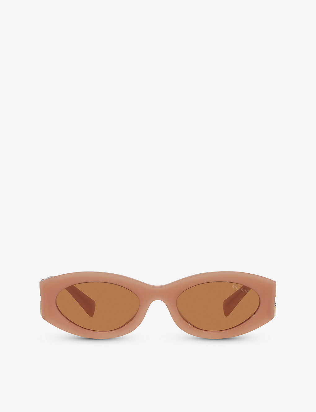 Miu Miu Womens Brown Mu 11ws Oval-frame Acetate Sunglasses
