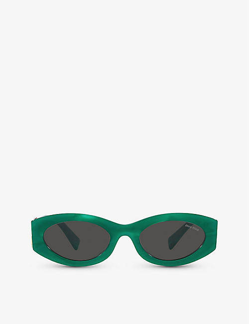 MIU MIU: MU 11WS oval-frame acetate sunglasses