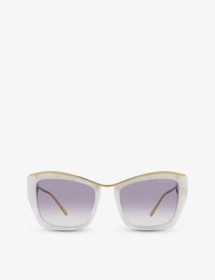 Miu Miu Womens White Mu 02ys Cat-eye Acetate Sunglasses