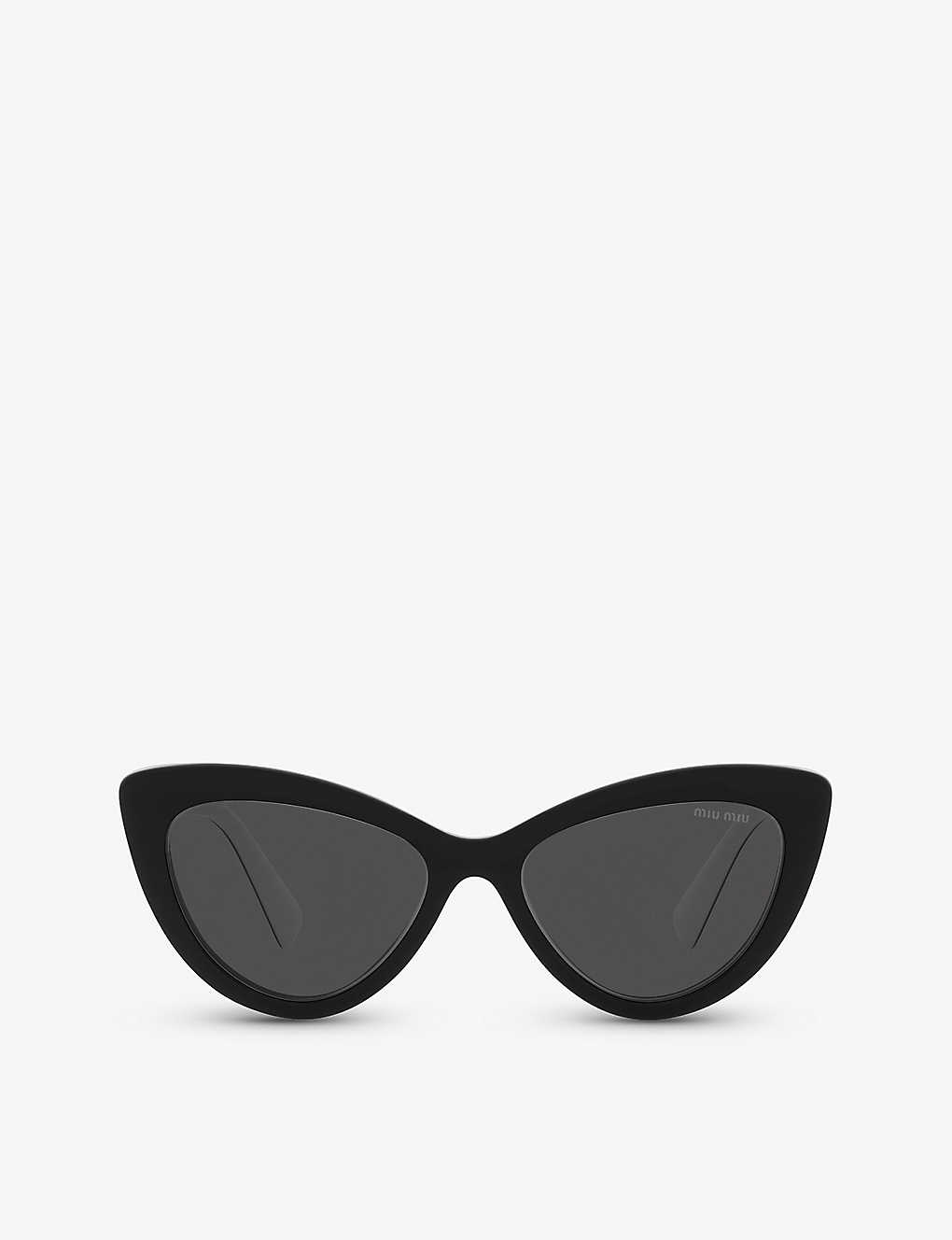 Shop Miu Miu Women's Black Mu 04ys Cat-eye Acetate Sunglasses