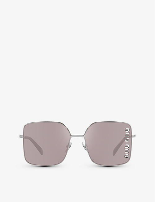 MIU MIU: MU 51YS square-frame metal sunglasses