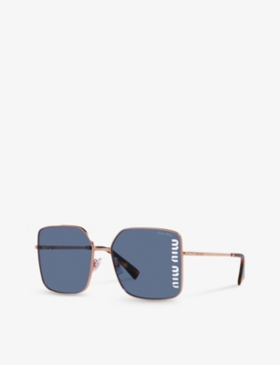Miu Miu Womens Pink Mu51ys Square-frame Metal Sunglasses In Pink