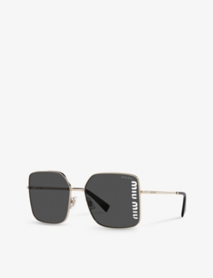Miu Miu Womens Gold Mu51ys Square-frame Metal Sunglasses In Gold