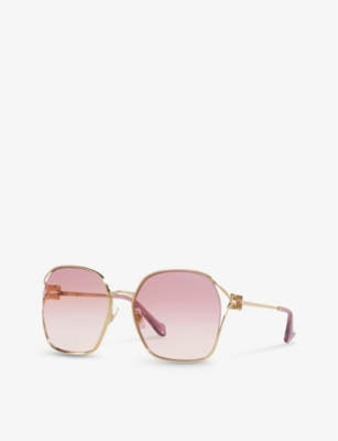 Shop Miu Miu Women's Gold Mu52ws Irregular-shape Metal Sunglasses