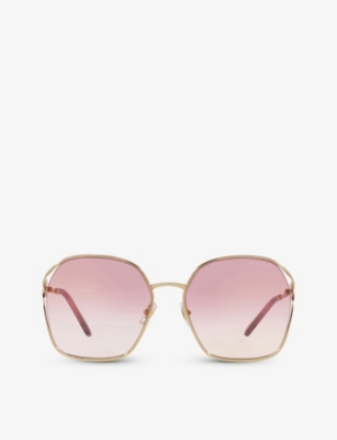 Miu Miu Womens Gold Mu52ws Irregular-shape Metal Sunglasses