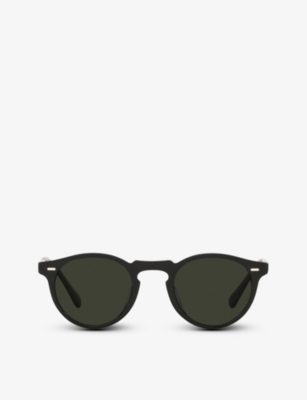 Shop Oliver Peoples Women's Black Ov5456su Gregory Peck Round-frame Acetate Sunglasses