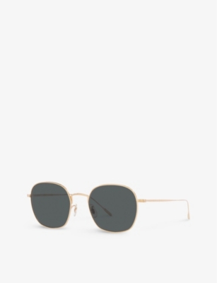Shop Oliver Peoples Women's Gold Ov1307st Adès Square-frame Titanium Sunglasses