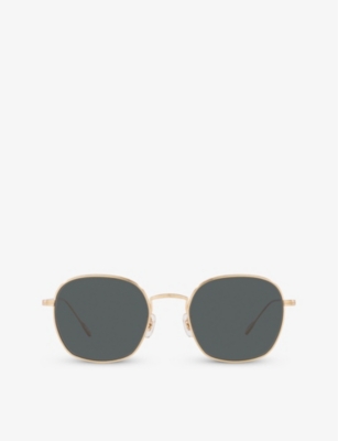 Shop Oliver Peoples Women's Gold Ov1307st Adès Square-frame Titanium Sunglasses