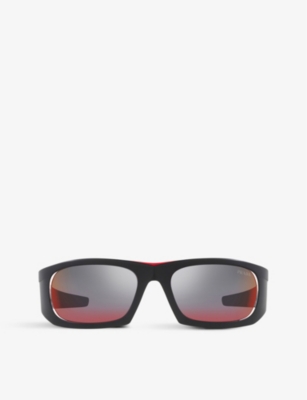 Prada Linea Rossa Womens Black Ps 02ys Wrap-around Nylon Sunglasses