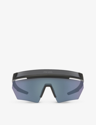 Prada Linea Rossa Womens Black Ps 01ys Shield-frame Acetate Sunglasses
