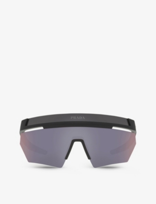 PRADA LINEA ROSSA: 8056597765527 rectangular-frame acetate sunglasses