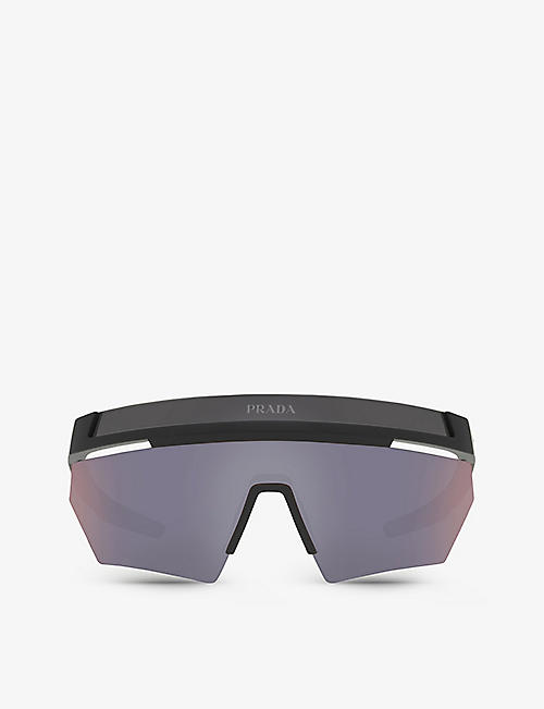 PRADA LINEA ROSSA: 8056597765527 rectangular-frame acetate sunglasses