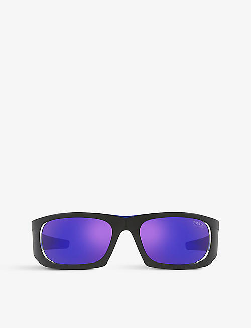 PRADA LINEA ROSSA: PS 02YS wrap-around nylon sunglasses
