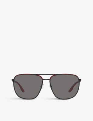 Prada Linea Rossa Womens Black Ps 50ys Aviator Metal Sunglasses In Black
