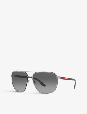 PRADA WOMENS GREY PS 50YS AVIATOR METAL SUNGLASSES 62748590