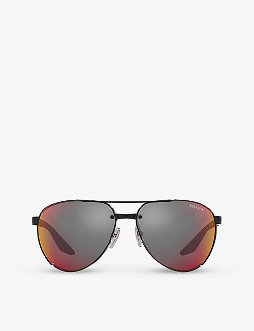 PRADA LINEA ROSSA: PS 51YS Linea Rossa pilot-frame metal sunglasses