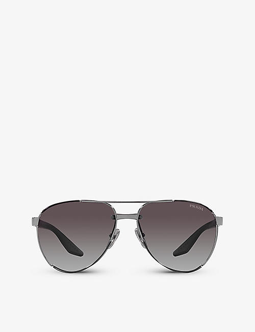 PRADA LINEA ROSSA: PS 51YS pilot-frame metal sunglasses