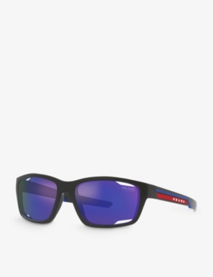 PRADA WOMENS PS 04YS RECTANGULAR-FRAME ACETATE SUNGLASSES BLACK 62748675