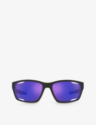 Prada Linea Rossa Womens Black Ps 04ys Rectangular-frame Acetate Sunglasses In Black