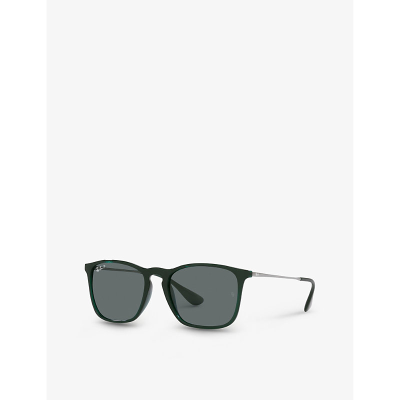 Shop Ray Ban Ray-ban Men's Green Rb4187 Chris Polarized Rubber Sunglasses