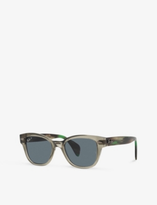 Ray Ban Sunglasses Unisex Rb0880s - Striped Green Havana Frame Blue Lenses Polarized 49-19 In Green