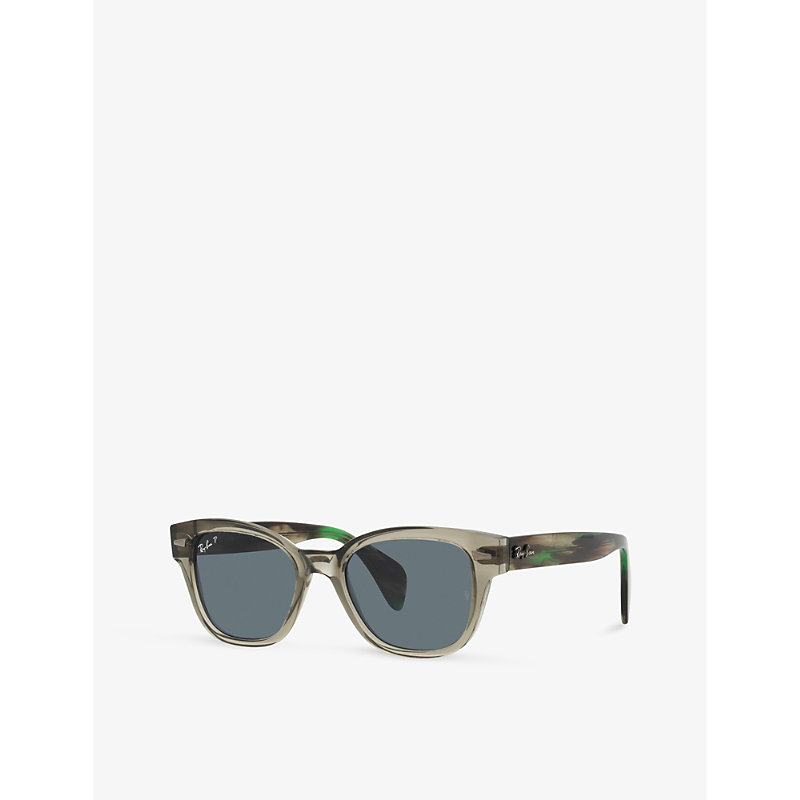 Shop Ray Ban Ray-ban Women's Green Rb0880s Square-frame Propionate Sunglasses