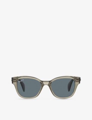 Ray Ban Sunglasses Unisex Rb0880s - Striped Green Havana Frame Blue Lenses Polarized 49-19 In Green