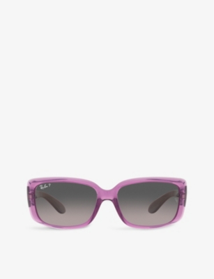 Ray Ban Ray-ban Womens Purple Rb4389 Rectangular-shape Transparent-propionate Sunglasses In Purple