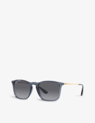 Ray Ban Chris Sunglasses Gold Frame Grey Lenses Polarized 54-18 In Blue