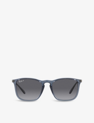 Ray Ban Chris Sunglasses Gold Frame Grey Lenses Polarized 54-18 In Blue