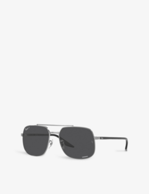 Shop Ray Ban Ray-ban Women's Grey Rb3699 Polarised Polished-metal Sunglasses