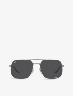 Shop Ray Ban Ray-ban Women's Grey Rb3699 Polarised Polished-metal Sunglasses