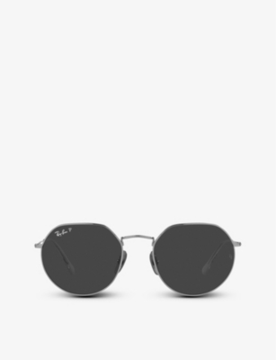 Ray Ban Jack Titanium Geometric-frame Sunglasses In Silver