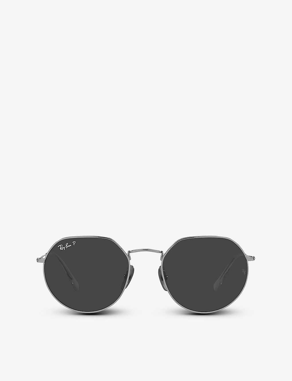 Ray Ban Jack Titanium Geometric-frame Sunglasses In Silver