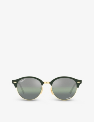 Ray Ban Ray-ban Womens Green Rb4246 Clubround Chromance Round-frame Acetate Sunglasses