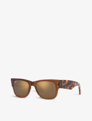 Shop Ray Ban Womens Ray-ban Rb0840s Mega Wayfarer Tortoiseshell-frame Acetate Sunglasses In Brown