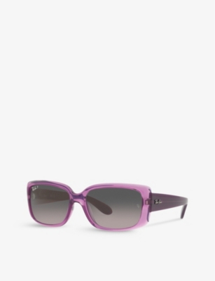 Shop Ray Ban Ray-ban Womens Purple Rb4389 Rectangular-shape Transparent-propionate Sunglasses