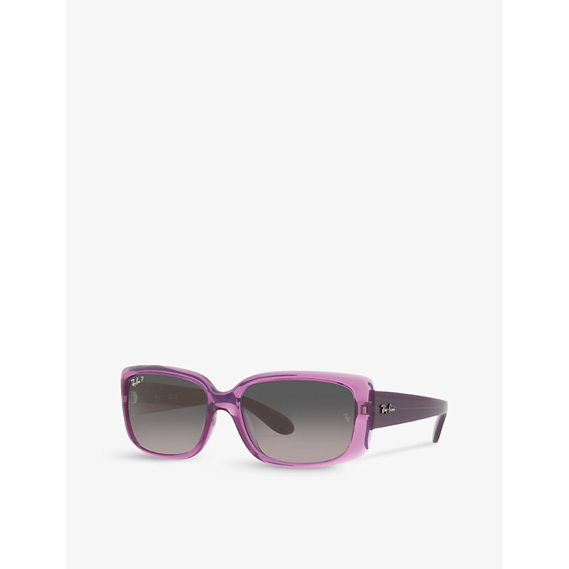 Shop Ray Ban Ray-ban Womens Purple Rb4389 Rectangular-shape Transparent-propionate Sunglasses