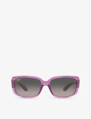 Ray Ban Ray-ban Womens Purple Rb4389 Rectangular-shape Transparent-propionate Sunglasses In Gray