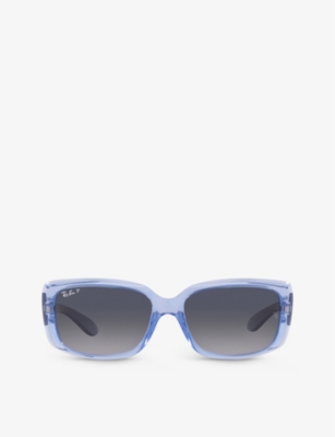 Ray Ban Ray-ban Womens Blue Rb4389 Rectangle-frame Propionate Sunglasses