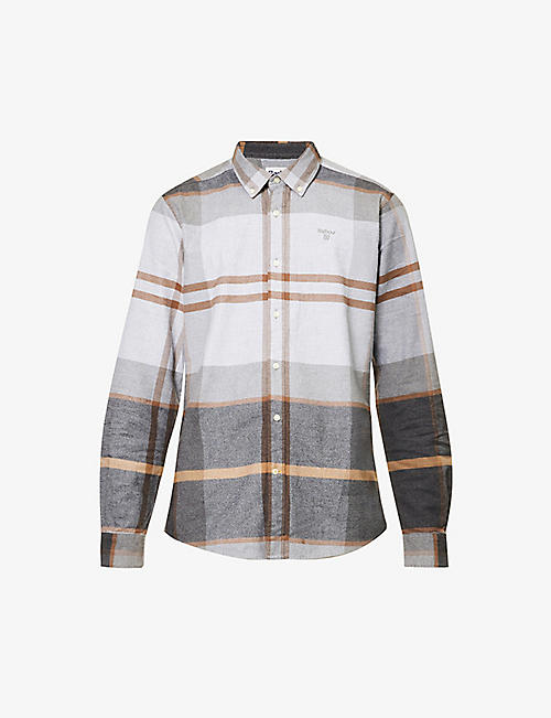 BARBOUR: Iceloch brand-embroidered plaid-pattern cotton shirt