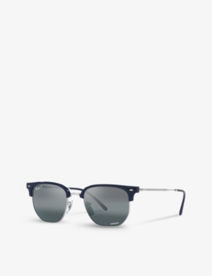 Shop Ray Ban Ray-ban Women's Blue Rb4416 New Clubmaster Irregular-frame Propionate Sunglasses