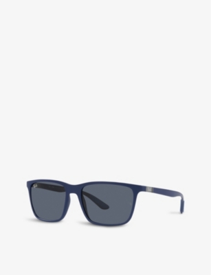 Shop Ray Ban Ray-ban Women's Blue Rb4385 Rectangle-frame Acetate Sunglasses