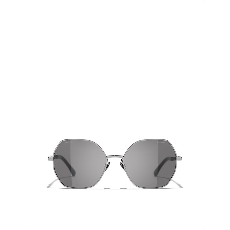 Pre-owned Chanel Womens Grey Ch4281qh Square-frame Metal Sunglasses