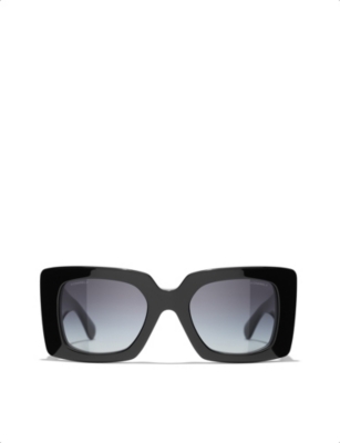 CHANEL Rimless Square Sunglasses 4101-B C.124/58 Rhinestone Silver
